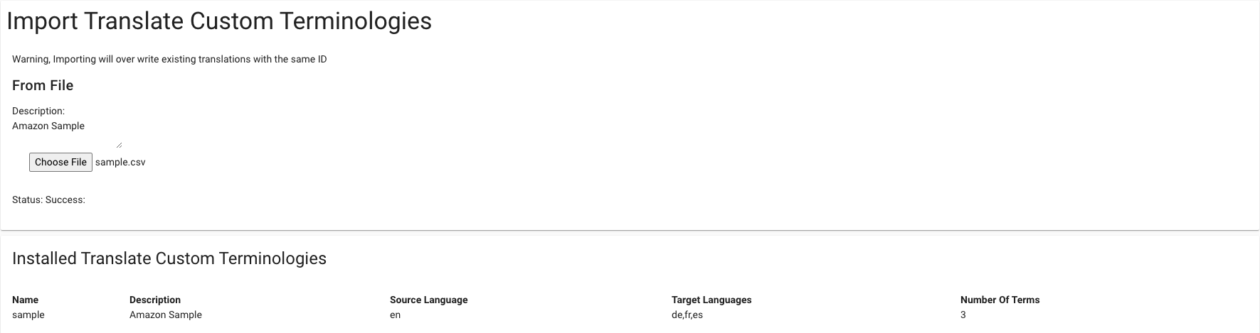 Terminology Uploaded